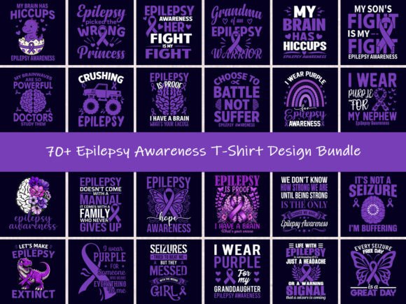 70+ Epilepsy Awareness T-Shirt Design Bundle