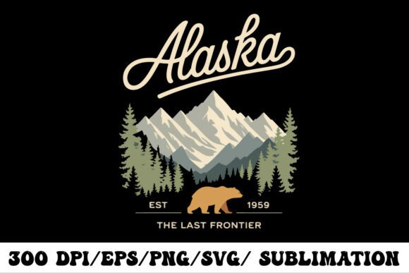 Alaska Vintage Mountain Bear Design: A Timeless Visual Asset