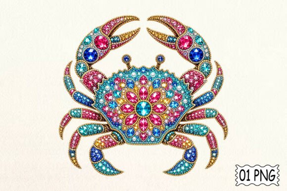 Bejeweled Coastal Crab PNG: A Sparkling Design Asset