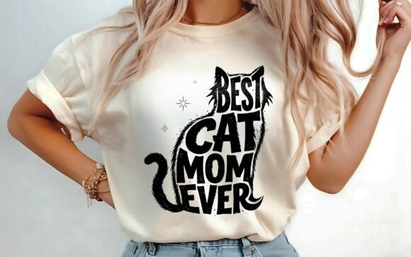 Best Cat Mom Ever Mama Shirt Design PNG