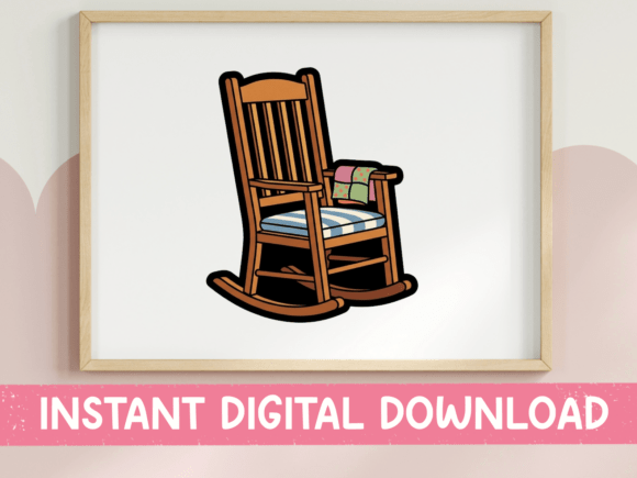 Classic Rocking Chair Sticker Design: Cozy Visual Assets