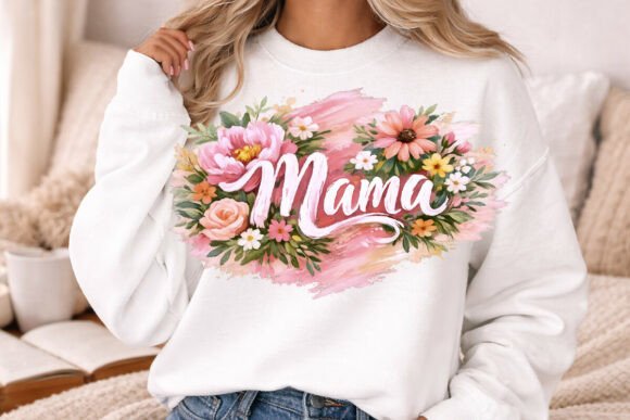 Elevate Your Projects with a Brushstroke Floral Mama PNG Design