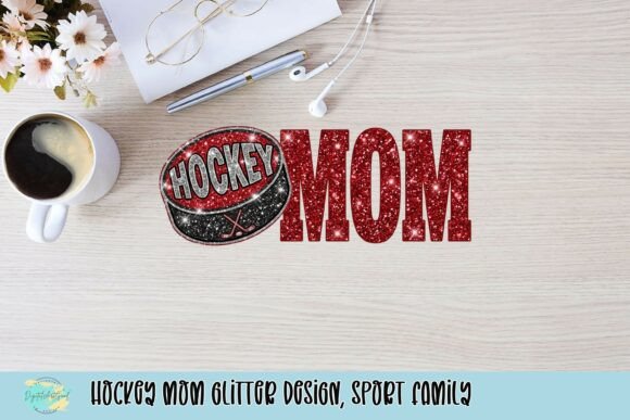 Hockey Mom Glitter Design: Celebrate Sport Family Spirit