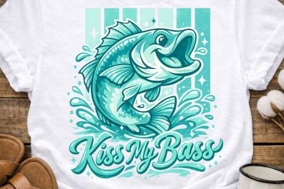 Kiss My Bass Fish Preppy PNG Design: A Fresh Catch for Creative Projects