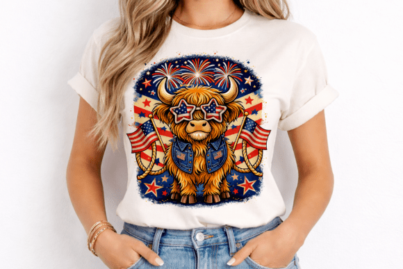 Patriotic Cow T-Shirt Design: Creative PNG Asset