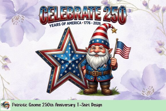 Patriotic Gnome 250th Anniversary T-Shirt Design: A Graphic Design Asset