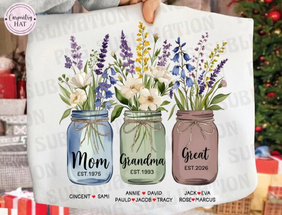 Personalized Mother's Flower Jar Design: A Timeless Graphic Asset