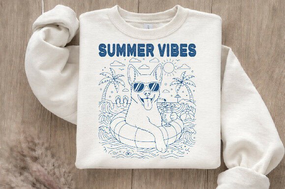 Summer Vibes T-shirt Design: A Professional Asset for Pet-Themed Apparel